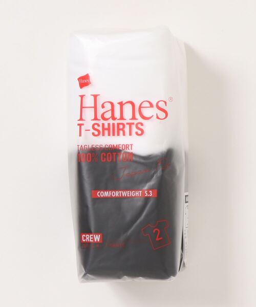 HANES(ヘインズ)の「【HANES/ヘインズ】【透けにくい5.3oz】JAPAN FIT 2枚組 クルーネックT 白黒セット 丸胴・タグレス ガーメントウォッシュ(Tシャツ/カットソー・メンズ・その他1/ホワイト・LARGE/SMALL/X-LARGE/MEDIUM)」の1枚目の写真