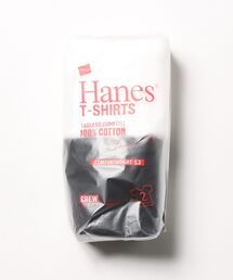 HANES（ヘインズ）の「【HANES/ヘインズ】【透けにくい5.3oz】JAPAN FIT 2枚組 クルーネックT 白黒セット 丸胴・タグレス ガーメントウォッシュ（Tシャツ/カットソー）」