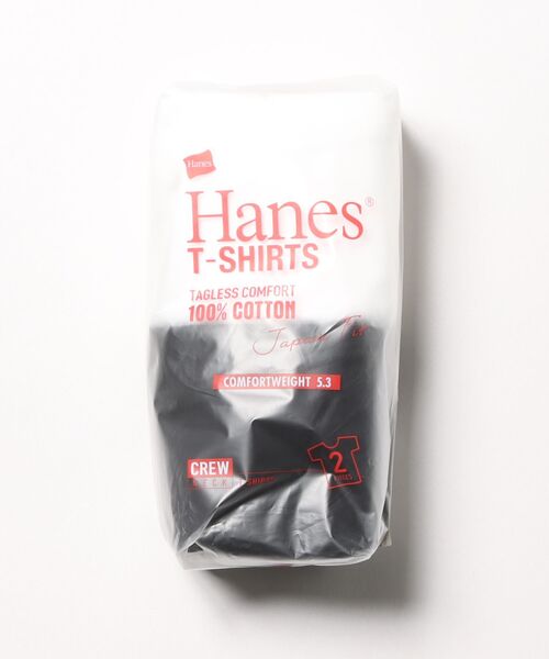 HANES(ヘインズ)の「【HANES/ヘインズ】【透けにくい5.3oz】JAPAN FIT 2枚組 クルーネックT 白黒セット 丸胴・タグレス ガーメントウォッシュ(Tシャツ/カットソー・メンズ・その他1/ホワイト・LARGE/SMALL/X-LARGE/MEDIUM)」の2枚目の写真
