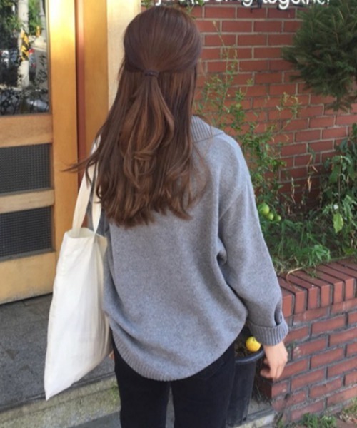 MANGROVE（マングローブ）の「ハーフジップルーズニット（ニット/セーター・レディース・ネイビー/ブラウン/グレー/ライトベージュ/ブラック・FREE）」の6枚目の写真