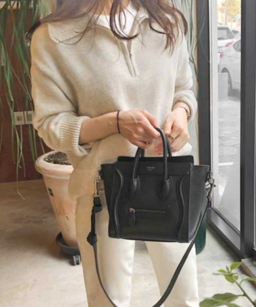 MANGROVE（マングローブ）の「ハーフジップルーズニット（ニット/セーター・レディース・ネイビー/ブラウン/グレー/ライトベージュ/ブラック・FREE）」の17枚目の写真