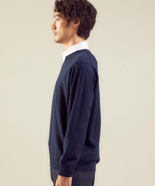 green label relaxing（グリーンレーベルリラクシング）の「＜green label relaxing＞120s 天竺 Vネック ニット（ニット/セーター・メンズ・ネイビー/コバルトブルー/ベージュ/グレー・L/M/S/XL）」の13枚目の写真