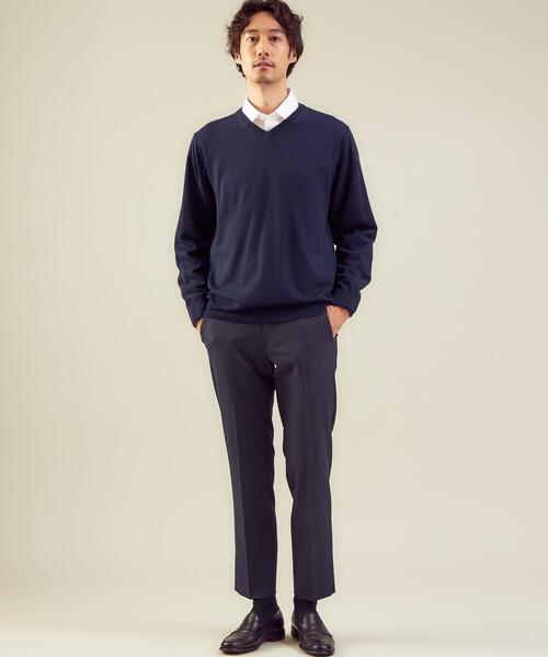 green label relaxing（グリーンレーベルリラクシング）の「＜green label relaxing＞120s 天竺 Vネック ニット（ニット/セーター・メンズ・ネイビー/コバルトブルー/ベージュ/グレー・L/M/S/XL）」の10枚目の写真