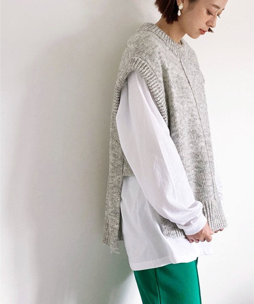 ottilie（オティーリエ）の「MIXヤーンニットベスト（ニット/セーター・レディース・グレー・FREE）」の8枚目の写真