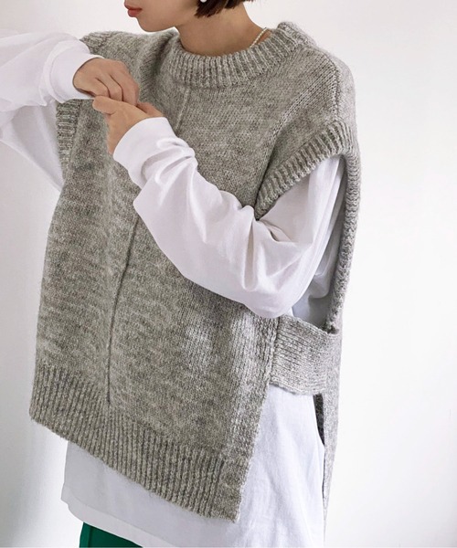 ottilie（オティーリエ）の「MIXヤーンニットベスト（ニット/セーター・レディース・グレー・FREE）」の6枚目の写真