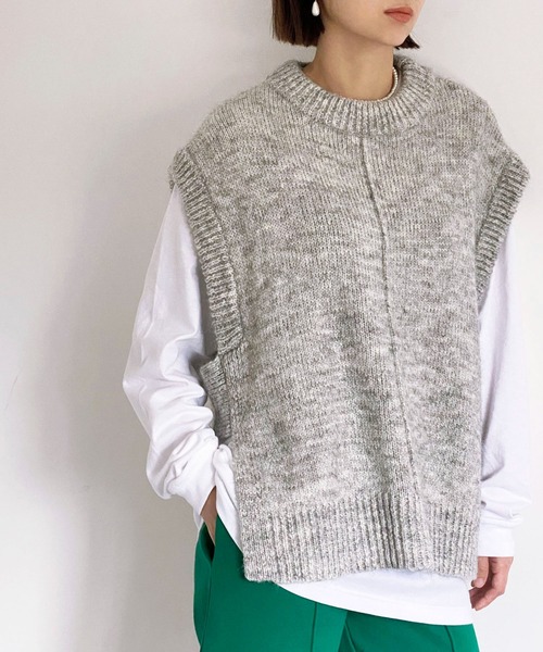 ottilie（オティーリエ）の「MIXヤーンニットベスト（ニット/セーター・レディース・グレー・FREE）」の7枚目の写真