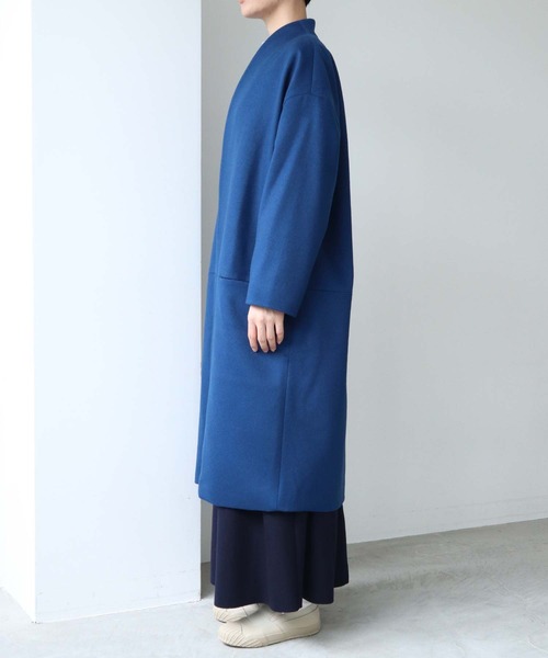 note et silence （ノートエシロンス）の「super100ノーカラーウエスト切替コート（ノーカラーコート・レディース・カーキ/ブルー・FREE）」の21枚目の写真