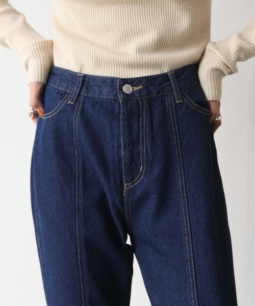 Chillfar（チルファー）の「センターシームフレアデニムパンツ（デニムパンツ・レディース・ブラック/ブラウン/サックスブルー/アイボリー/ダークブルー/グレイッシュベージュ/チャコール・MEDIUM/LARGE）」の12枚目の写真