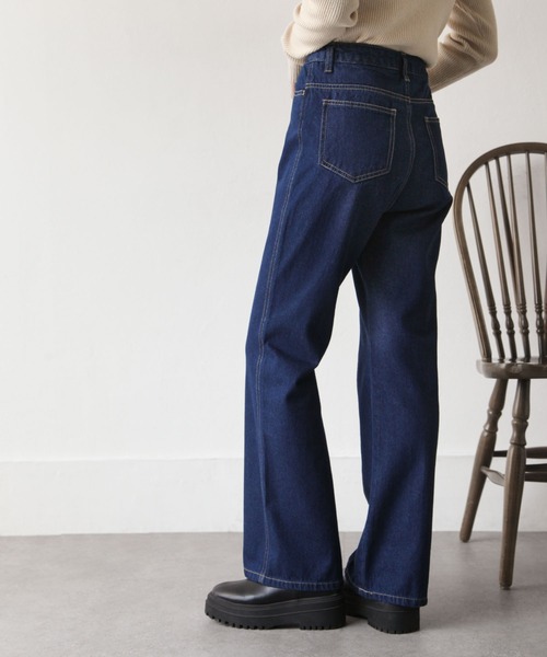 Chillfar（チルファー）の「センターシームフレアデニムパンツ（デニムパンツ・レディース・ブラック/ブラウン/サックスブルー/アイボリー/ダークブルー/グレイッシュベージュ/チャコール・MEDIUM/LARGE）」の10枚目の写真