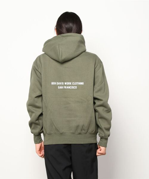 BEN DAVIS(ベンデイビス)の「【BEN DAVIS/ベンデイビス】ヘビーウエイト カレッジロゴ ブランドロゴ バックプリント プルパーカー/フーディー(パーカー・メンズ・ネイビー/オリーブ/オートミール・M/L/XL)」の16枚目の写真