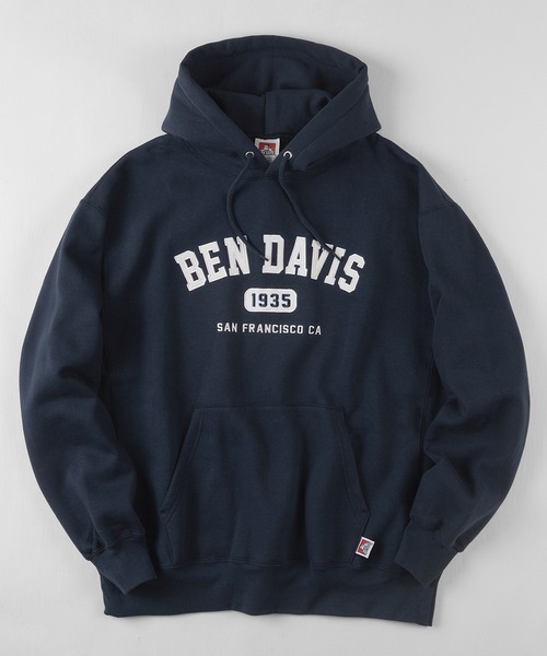 BEN DAVIS(ベンデイビス)の「【BEN DAVIS/ベンデイビス】ヘビーウエイト カレッジロゴ ブランドロゴ バックプリント プルパーカー/フーディー(パーカー・メンズ・ネイビー/オリーブ/オートミール・M/L/XL)」の3枚目の写真