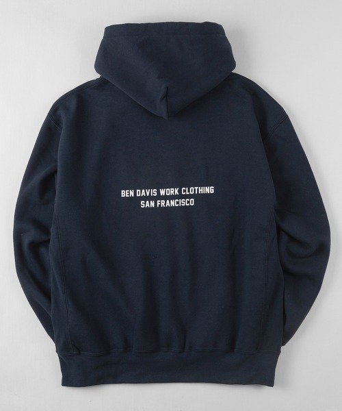 BEN DAVIS(ベンデイビス)の「【BEN DAVIS/ベンデイビス】ヘビーウエイト カレッジロゴ ブランドロゴ バックプリント プルパーカー/フーディー(パーカー・メンズ・ネイビー/オリーブ/オートミール・M/L/XL)」の9枚目の写真
