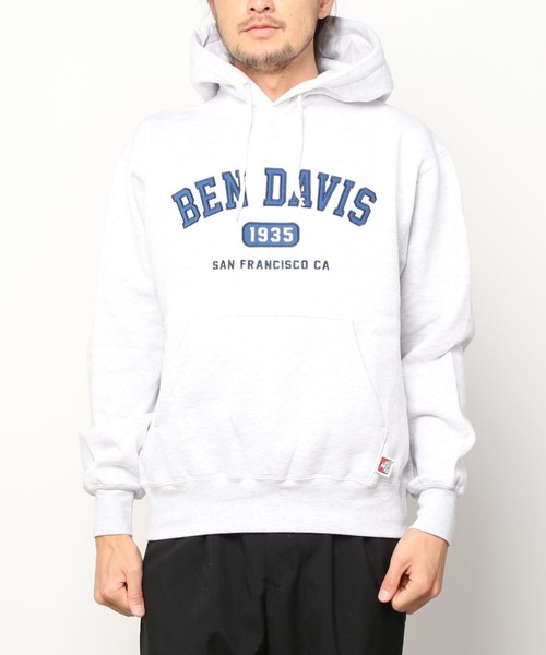 BEN DAVIS(ベンデイビス)の「【BEN DAVIS/ベンデイビス】ヘビーウエイト カレッジロゴ ブランドロゴ バックプリント プルパーカー/フーディー(パーカー・メンズ・ネイビー/オリーブ/オートミール・M/L/XL)」の4枚目の写真