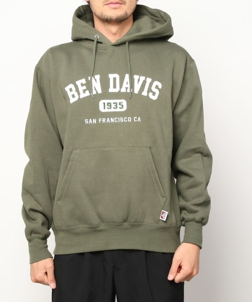 BEN DAVIS(ベンデイビス)の「【BEN DAVIS/ベンデイビス】ヘビーウエイト カレッジロゴ ブランドロゴ バックプリント プルパーカー/フーディー(パーカー・メンズ・ネイビー/オリーブ/オートミール・M/L/XL)」の5枚目の写真