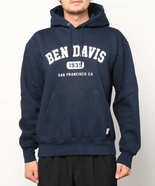 BEN DAVIS(ベンデイビス)の「【BEN DAVIS/ベンデイビス】ヘビーウエイト カレッジロゴ ブランドロゴ バックプリント プルパーカー/フーディー(パーカー・メンズ・ネイビー/オリーブ/オートミール・M/L/XL)」の6枚目の写真