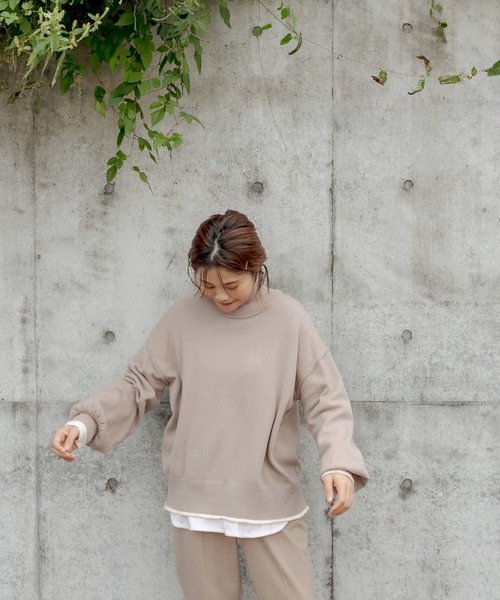 PUAL CE CIN(ピュアルセシン)の「【Du noir・WEB限定】ふわもち配色ニットプルオーバー(ニット/セーター・レディース・ブラック/ブルー/オフホワイト/ベージュ・FREE)」の11枚目の写真