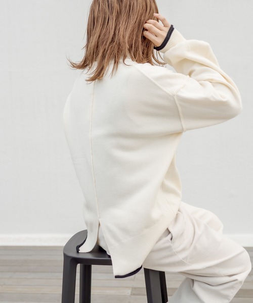PUAL CE CIN(ピュアルセシン)の「【Du noir・WEB限定】ふわもち配色ニットプルオーバー(ニット/セーター・レディース・ブラック/ブルー/オフホワイト/ベージュ・FREE)」の9枚目の写真