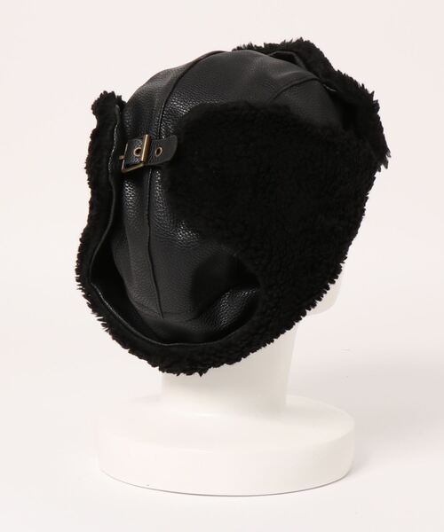 AVIREX（アヴィレックス）の「【AVIREX/アヴィレックス】フェイクレザーフライトキャップ（キャップ・メンズ・ブラック/ブラウン・FREE）」の5枚目の写真