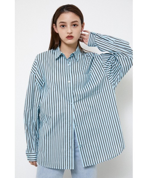 LAGUA GEM（ラグアジェム）の「SIMPLE STRIPE SH（シャツ/ブラウス・レディース・ライトブルー/ライトグリーン/ホワイト・FREE）」の3枚目の写真