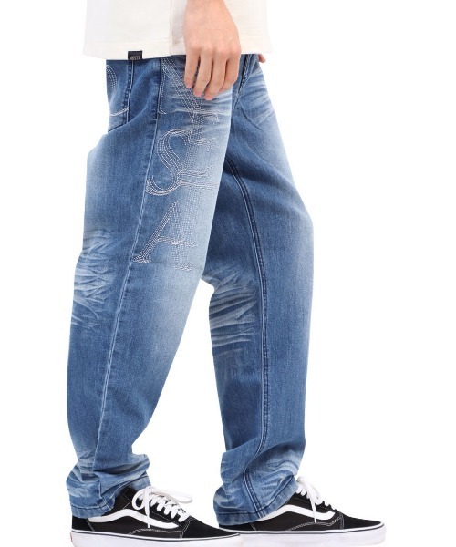 NESTA BRAND(ネスタブランド)の「ステッチビッグロゴストレッチワイドデニムパンツ(デニムパンツ・メンズ・インディゴブルー・L/XL/M)」の6枚目の写真