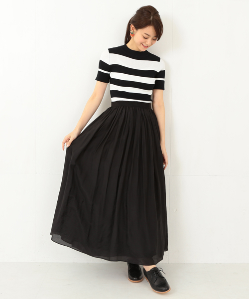 Ray BEAMS(レイビームス)の「Ray BEAMS / サス付き ギャザーマキシスカート(スカート・レディース・ブラック/グレー・1/0)」の14枚目の写真