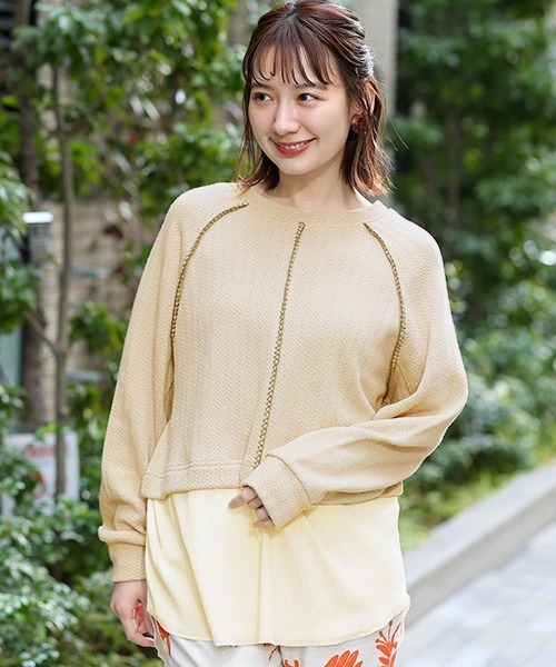 チチカカ（チチカカ）の「ブランケットステッチレイヤードプルオーバー（Tシャツ/カットソー・レディース・グレー/グリーン/アイボリー・FREE）」の22枚目の写真