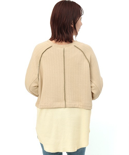 チチカカ（チチカカ）の「ブランケットステッチレイヤードプルオーバー（Tシャツ/カットソー・レディース・グレー/グリーン/アイボリー・FREE）」の8枚目の写真