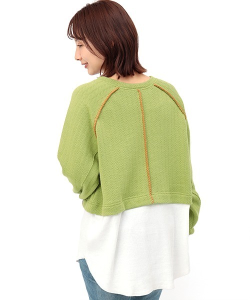 チチカカ（チチカカ）の「ブランケットステッチレイヤードプルオーバー（Tシャツ/カットソー・レディース・グレー/グリーン/アイボリー・FREE）」の9枚目の写真