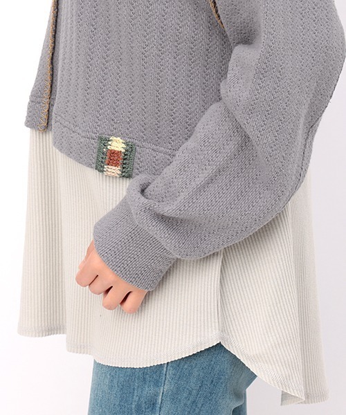 チチカカ（チチカカ）の「ブランケットステッチレイヤードプルオーバー（Tシャツ/カットソー・レディース・グレー/グリーン/アイボリー・FREE）」の12枚目の写真