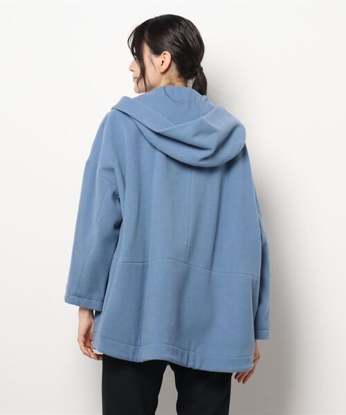 GRANDMA MAMA DAUGHTER（グランマママドーター）の「【 GRANDMA MAMA DAUGHTER / グランマ ママ ドーター 】 ウールモッサー フーテッドミドルコート GJ831841  KTI（ステンカラーコート・レディース・サックスブルー・1/000）」の3枚目の写真