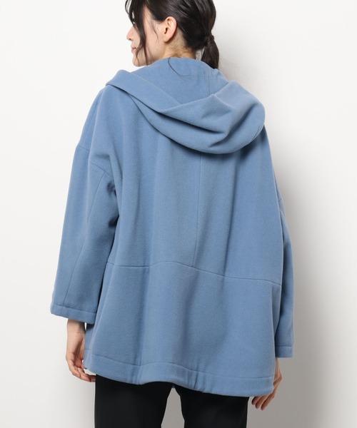 GRANDMA MAMA DAUGHTER（グランマママドーター）の「【 GRANDMA MAMA DAUGHTER / グランマ ママ ドーター 】 ウールモッサー フーテッドミドルコート GJ831841  KTI（ステンカラーコート・レディース・サックスブルー・1/000）」の6枚目の写真