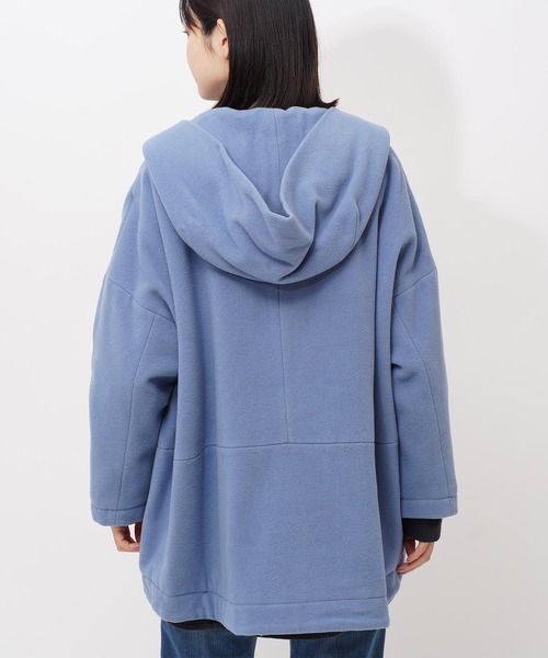 GRANDMA MAMA DAUGHTER（グランマママドーター）の「【 GRANDMA MAMA DAUGHTER / グランマ ママ ドーター 】 ウールモッサー フーテッドミドルコート GJ831841  KTI（ステンカラーコート・レディース・サックスブルー・1/000）」の8枚目の写真