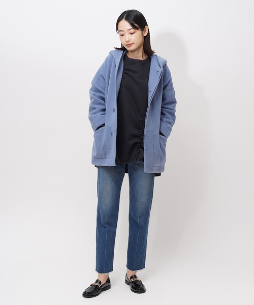 GRANDMA MAMA DAUGHTER（グランマママドーター）の「【 GRANDMA MAMA DAUGHTER / グランマ ママ ドーター 】 ウールモッサー フーテッドミドルコート GJ831841  KTI（ステンカラーコート・レディース・サックスブルー・1/000）」の10枚目の写真