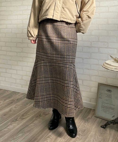 Chiaro(キアロ)の「チェックマーメイドスカート(スカート・レディース・イエロー/オレンジ/グリーン・FREE)」の3枚目の写真