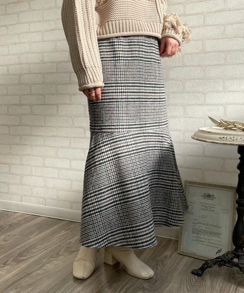 Chiaro(キアロ)の「チェックマーメイドスカート(スカート・レディース・イエロー/オレンジ/グリーン・FREE)」の2枚目の写真