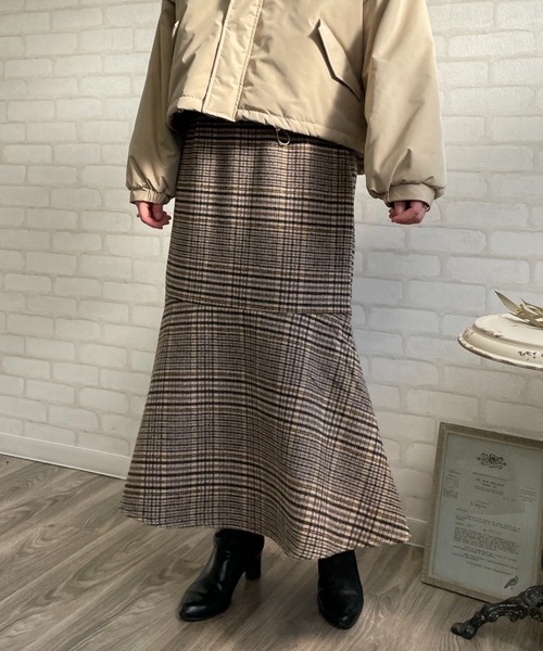 Chiaro(キアロ)の「チェックマーメイドスカート(スカート・レディース・イエロー/オレンジ/グリーン・FREE)」の5枚目の写真