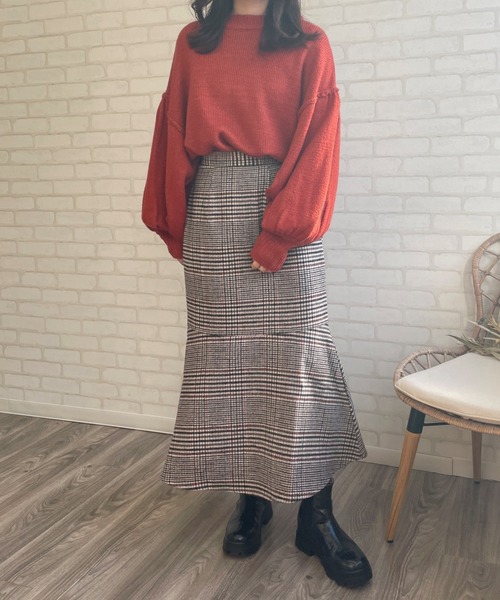 Chiaro(キアロ)の「チェックマーメイドスカート(スカート・レディース・イエロー/オレンジ/グリーン・FREE)」の8枚目の写真