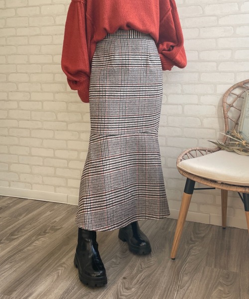 Chiaro(キアロ)の「チェックマーメイドスカート(スカート・レディース・イエロー/オレンジ/グリーン・FREE)」の4枚目の写真