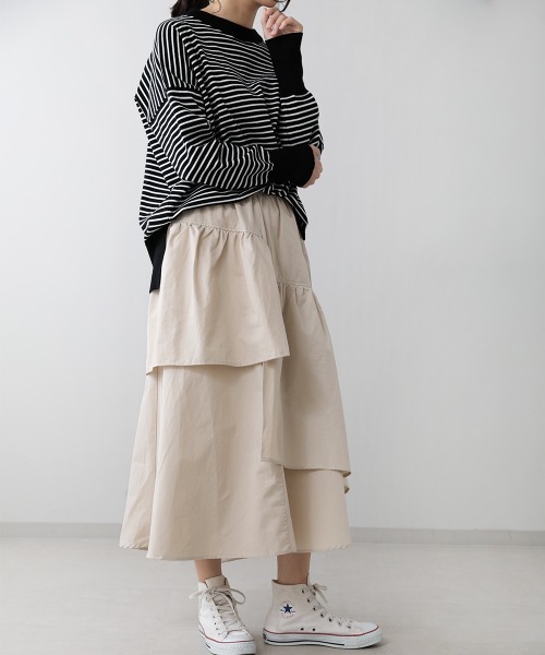 Bou Jeloud(ブージュルード)の「【WEB限定】アシメラッフルスカート(スカート・レディース・ブラック/ベージュ/カーキ・38)」の13枚目の写真