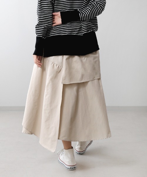 Bou Jeloud(ブージュルード)の「【WEB限定】アシメラッフルスカート(スカート・レディース・ブラック/ベージュ/カーキ・38)」の9枚目の写真