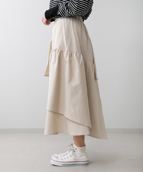 Bou Jeloud(ブージュルード)の「【WEB限定】アシメラッフルスカート(スカート・レディース・ブラック/ベージュ/カーキ・38)」の7枚目の写真