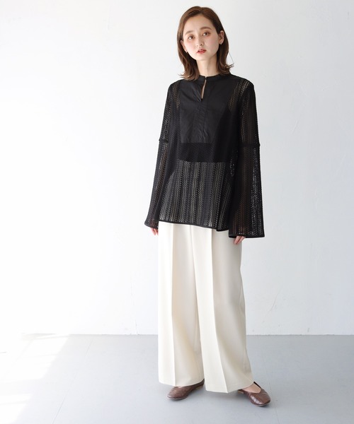 CLEIO(クレイオ)の「【CLEIO】ベルスリーブレースシャツ(シャツ/ブラウス・レディース・テラコッタ/キナリ/ベージュ/ブラウン/ブラック・FREE)」の18枚目の写真