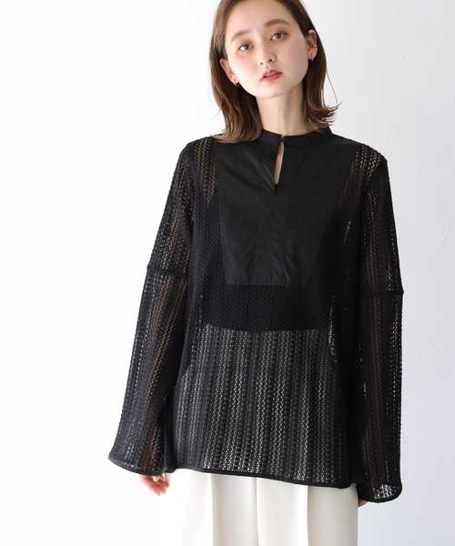 CLEIO(クレイオ)の「【CLEIO】ベルスリーブレースシャツ(シャツ/ブラウス・レディース・テラコッタ/キナリ/ベージュ/ブラウン/ブラック・FREE)」の13枚目の写真