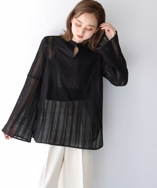 CLEIO(クレイオ)の「【CLEIO】ベルスリーブレースシャツ(シャツ/ブラウス・レディース・テラコッタ/キナリ/ベージュ/ブラウン/ブラック・FREE)」の12枚目の写真