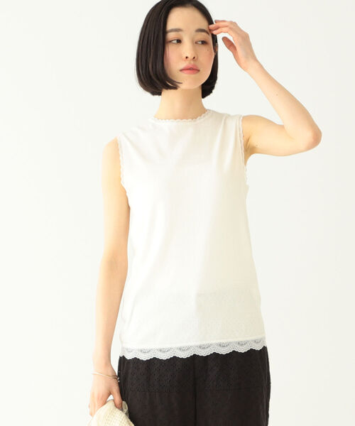 BEAMS BOY(ビームスボーイ)の「BEAMS BOY / パターン メッシュ ショートスリーブ(タンクトップ・レディース・ブラック/オフホワイト/ミント・ONE SIZE)」の1枚目の写真