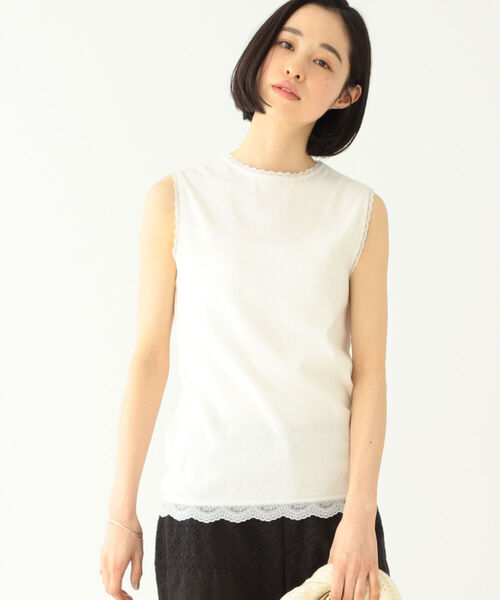 BEAMS BOY(ビームスボーイ)の「BEAMS BOY / パターン メッシュ ショートスリーブ(タンクトップ・レディース・ブラック/オフホワイト/ミント・ONE SIZE)」の4枚目の写真