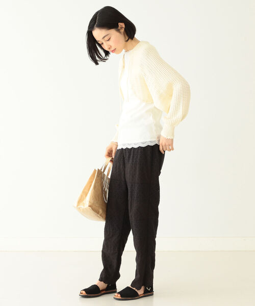 BEAMS BOY(ビームスボーイ)の「BEAMS BOY / パターン メッシュ ショートスリーブ(タンクトップ・レディース・ブラック/オフホワイト/ミント・ONE SIZE)」の6枚目の写真