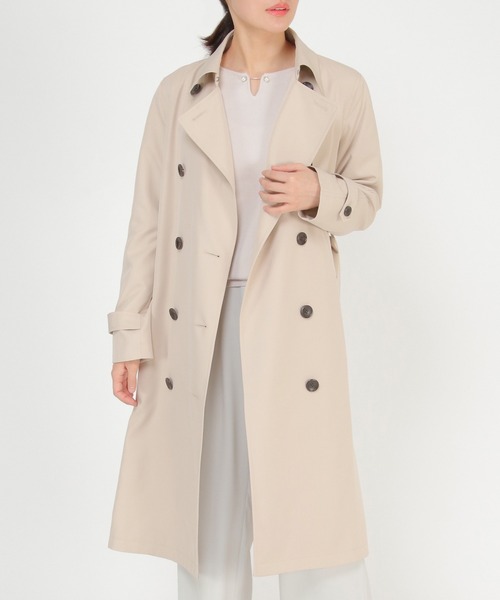ikka（イッカ）の「ロングトレンチコート（トレンチコート・レディース・ベージュ/ライトグレー・M/L）」の2枚目の写真