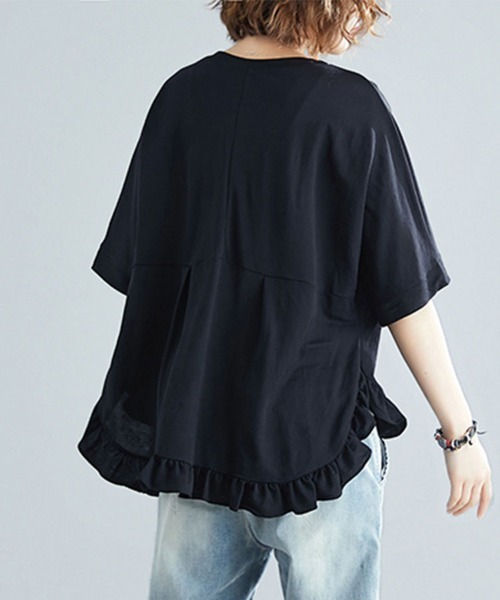 Doux Belle(ドゥーベル)の「フリル裾AラインフレアTシャツ(Tシャツ/カットソー・レディース・ブラック/グリーン/ベージュ/ピンク・FREE)」の5枚目の写真