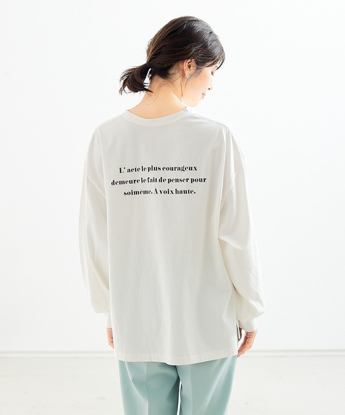 abahouse mavie（アバハウスマヴィ）の「バックロゴロンＴ（Tシャツ/カットソー・レディース・ホワイト/グレイッシュベージュ・フリー）」の12枚目の写真
